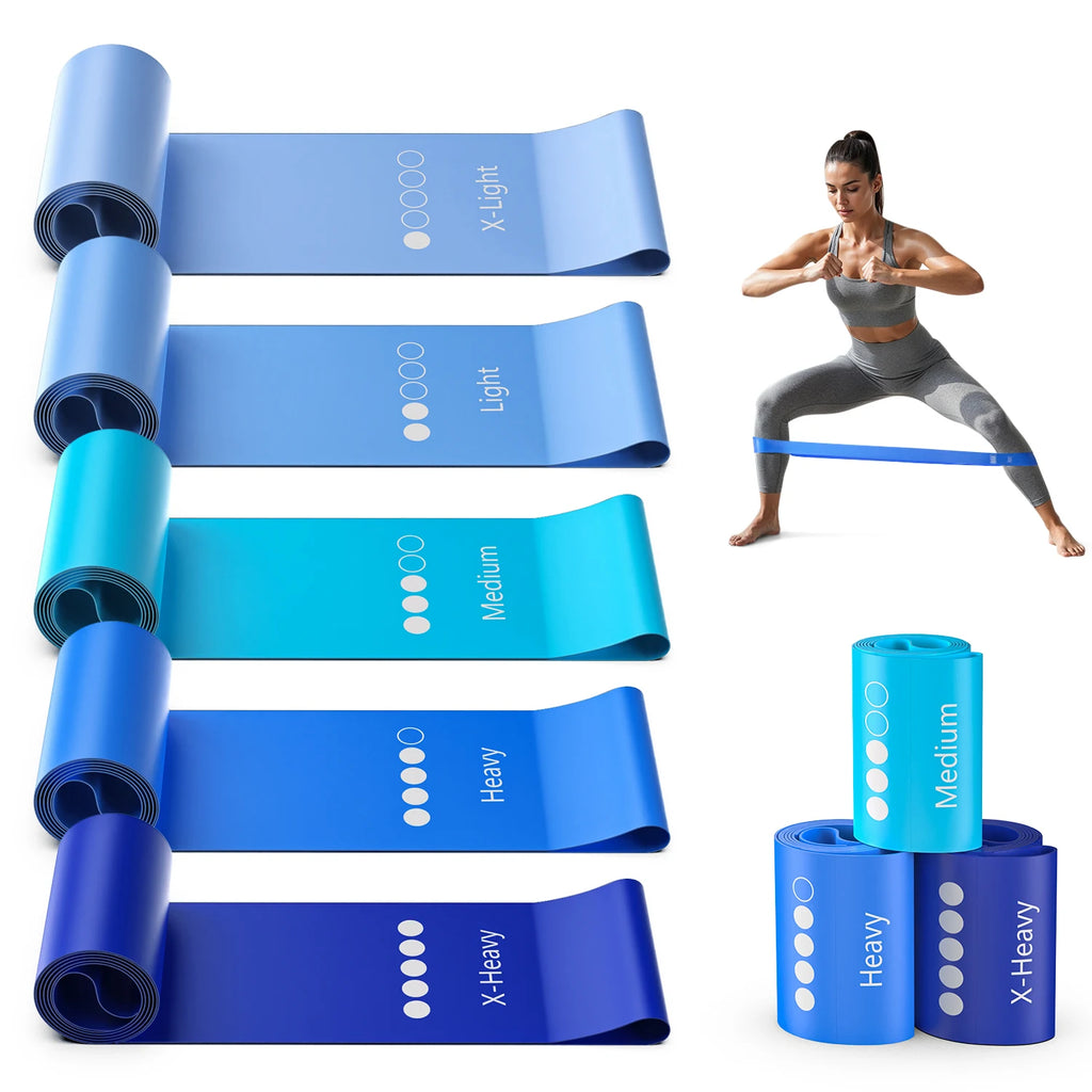 5 Levels TPE Resistance Bands Set – Fitness Exercise Bands for Home Workout, Yoga, Pilates, Physical Therapy, Strength Training