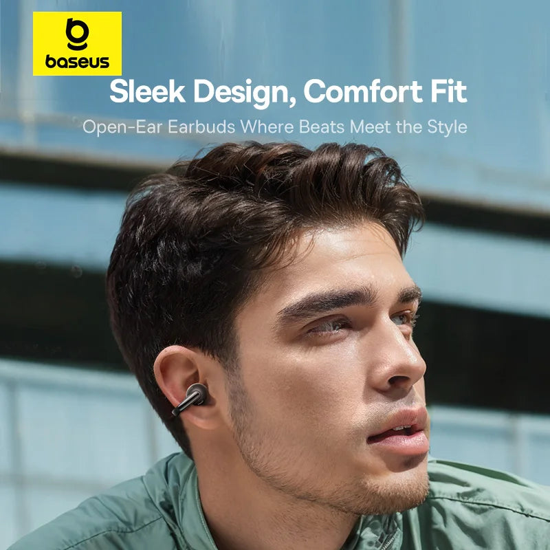 Baseus Bowie MC1 Ear Clip Wireless Earphones Bluetooth 5.4 Open-Ear Headphones Clip-On Sports Earbuds  IP57 Waterproof AI-Bass