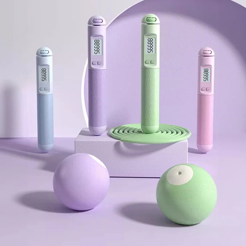 Smart Digital Jump Rope with Auto Counting Function Cordless Weighted Design for Indoor Outdoor Cardio Workout Fat Burning Home