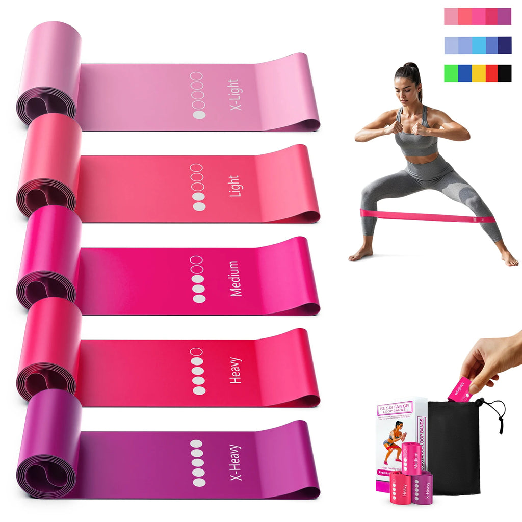 5 Levels TPE Resistance Bands Set – Fitness Exercise Bands for Home Workout, Yoga, Pilates, Physical Therapy, Strength Training