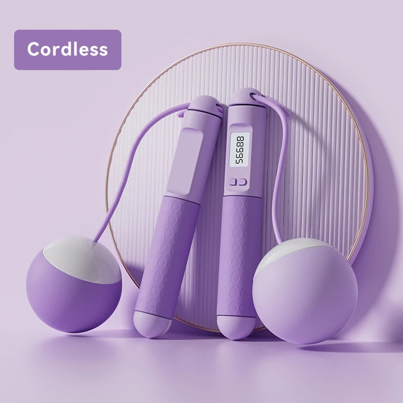 Smart Digital Jump Rope with Auto Counting Function Cordless Weighted Design for Indoor Outdoor Cardio Workout Fat Burning Home