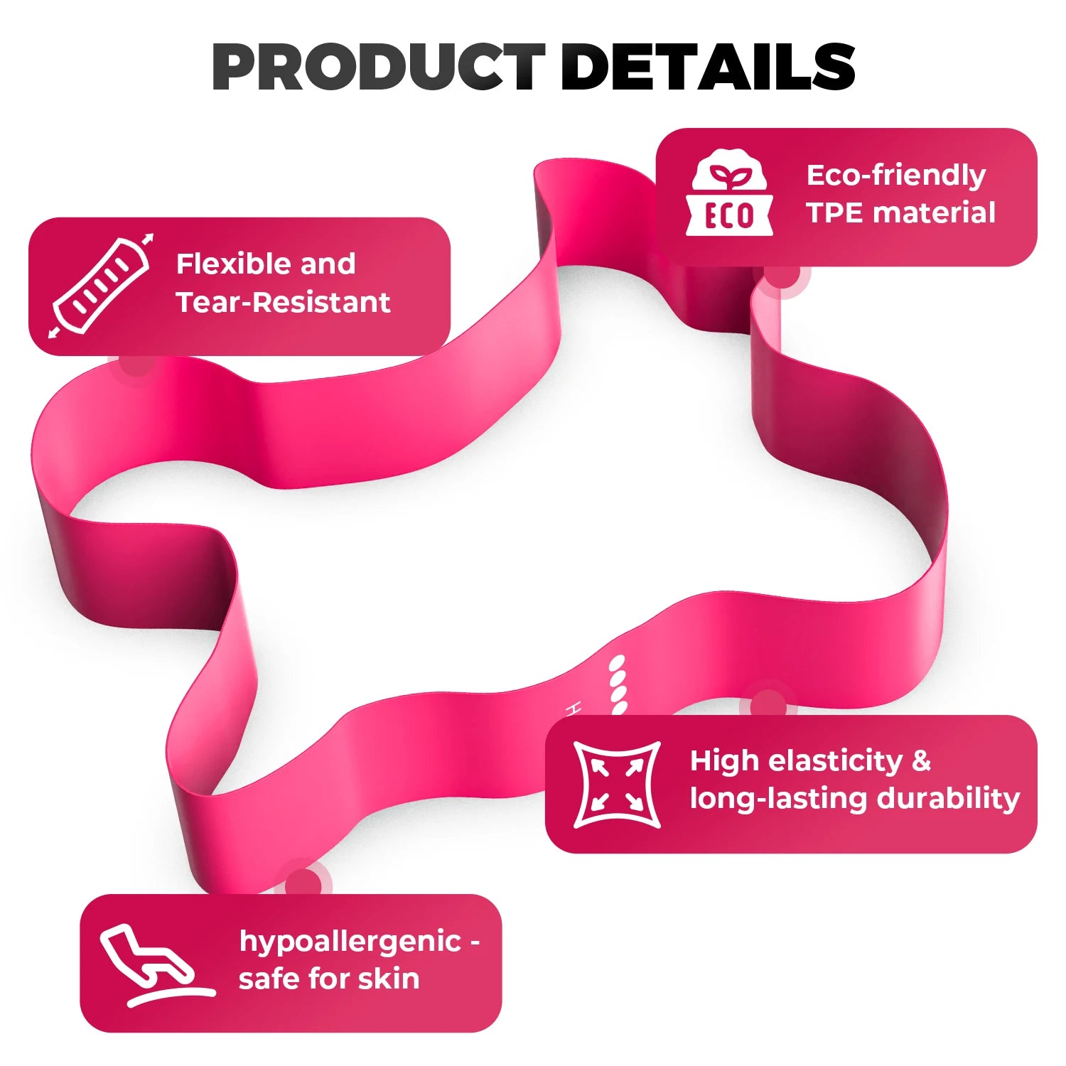 5 Levels TPE Resistance Bands Set – Fitness Exercise Bands for Home Workout, Yoga, Pilates, Physical Therapy, Strength Training